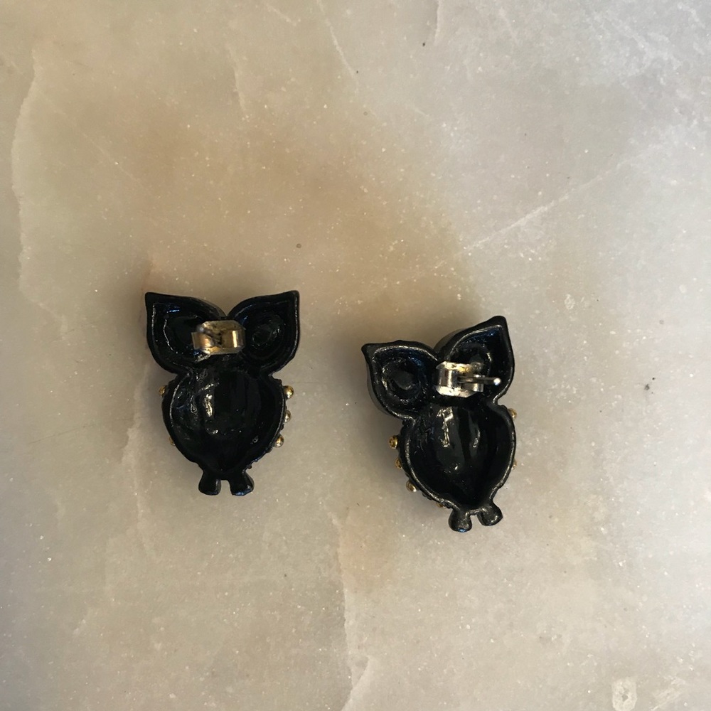 ✨🦉Black gold studded owl stud earrings 🦉✨ - Picture 3 of 3